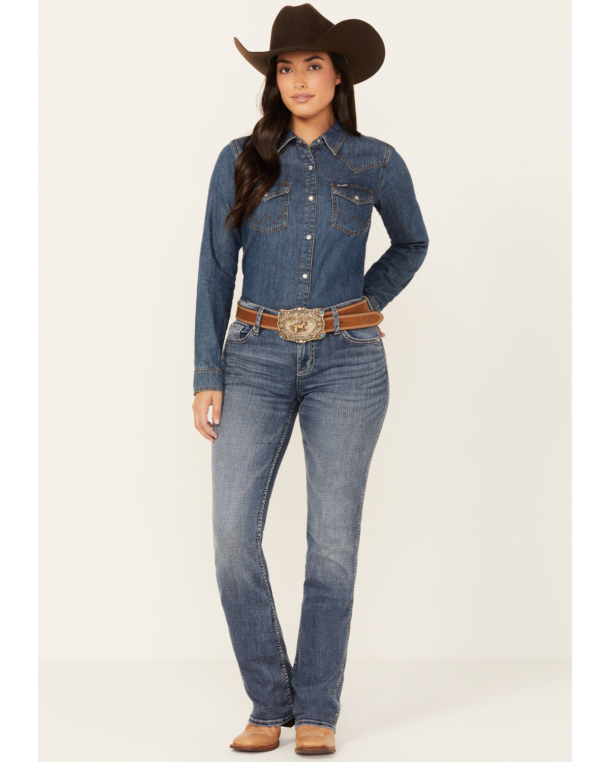 Image #1 - Shyanne Women's Shay Mid Rise Bootcut Performance Stretch Denim Jeans, Medium Wash, hi-res