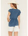 Image #4 - Shyanne Women's Embroidered Short Flutter Sleeve Shirt, Deep Blue, hi-res