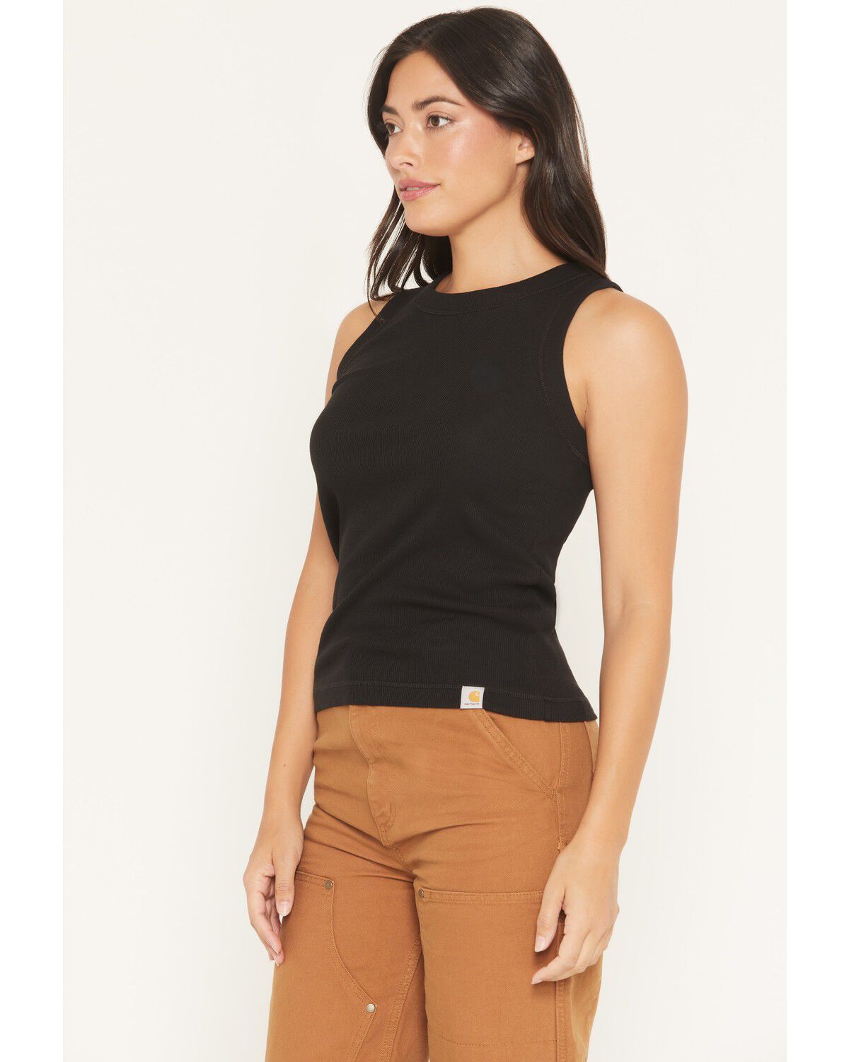 Image #2 - Carhartt Women's TENCEL&trade; Series Relaxed Ribbed Tank, Black, hi-res