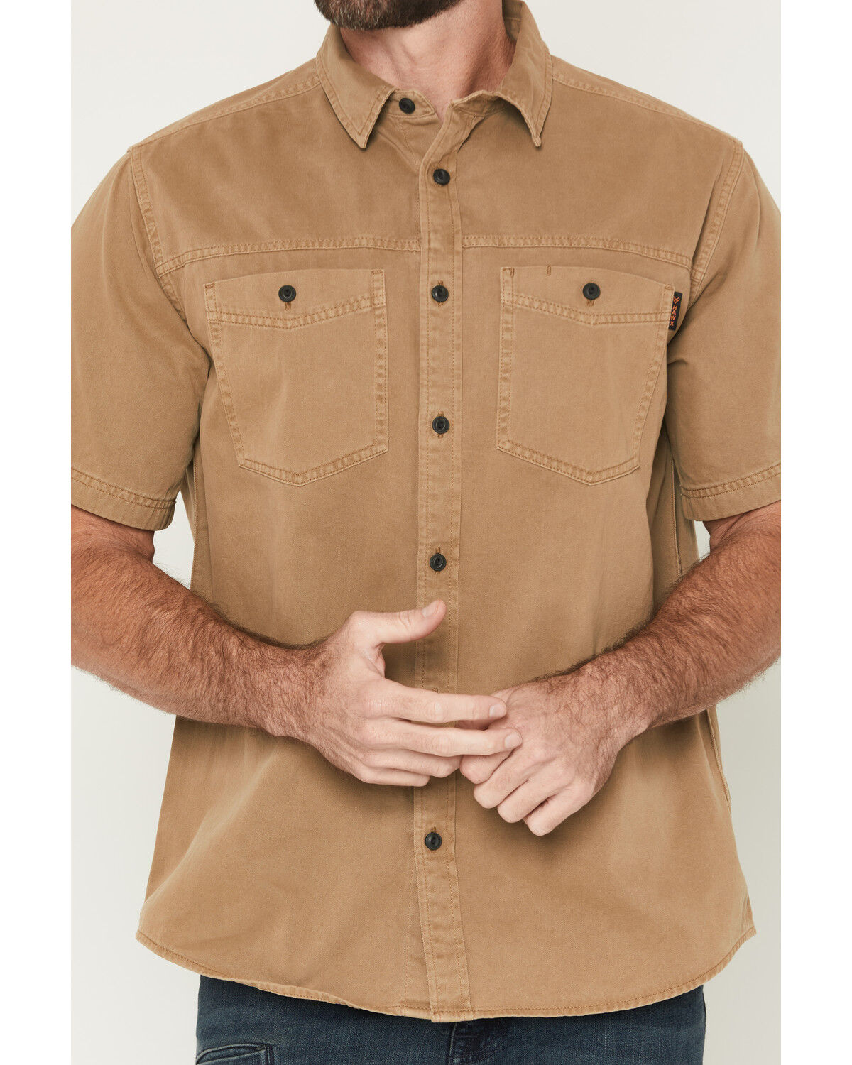 Image #3 - Hawx Men's Burr Solid Short Sleeve Button-Down Work Shirt, Khaki, hi-res
