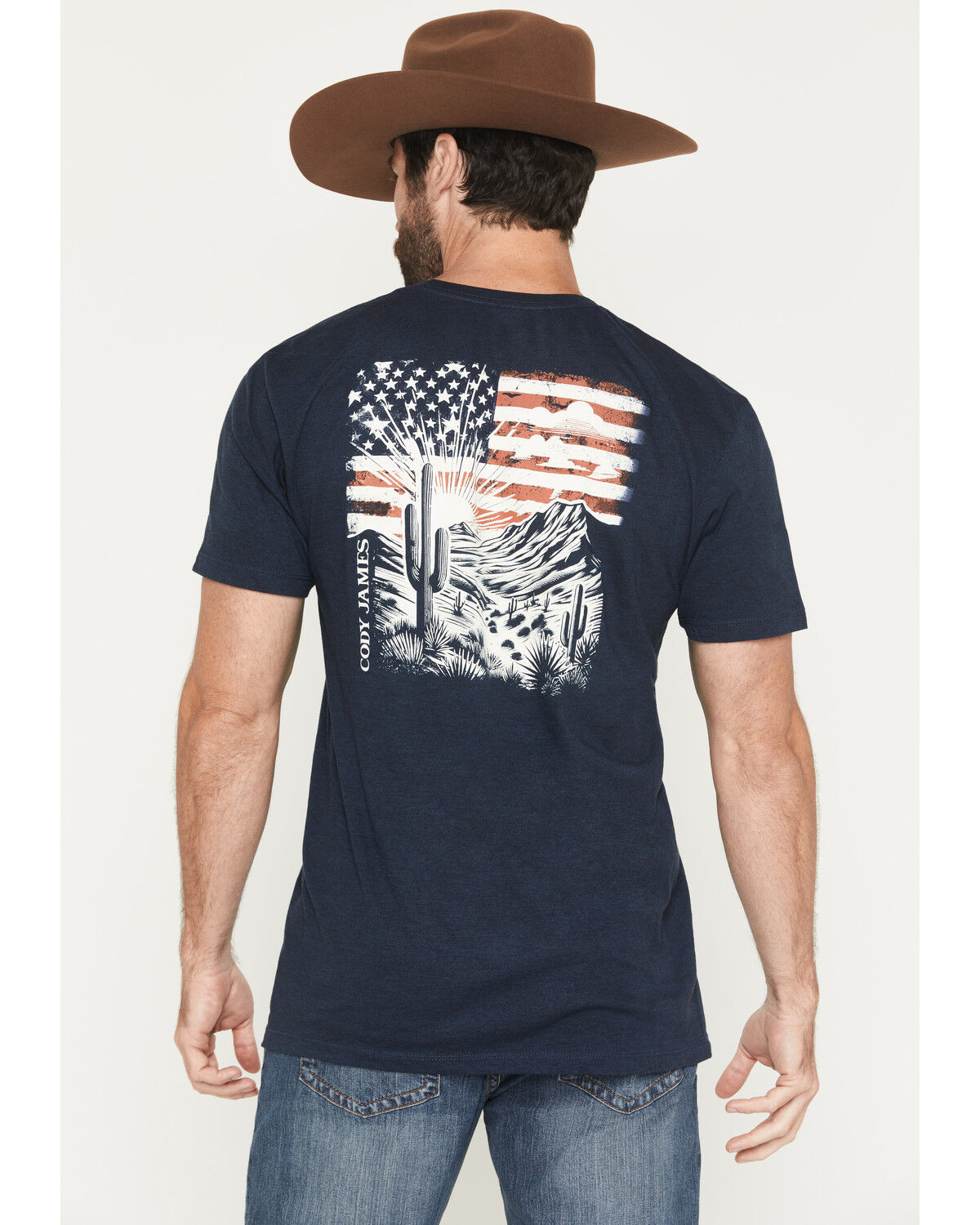Cody James Men's Desert Flag Patriotic Short Sleeve Graphic T-Shirt, Navy, hi-res
