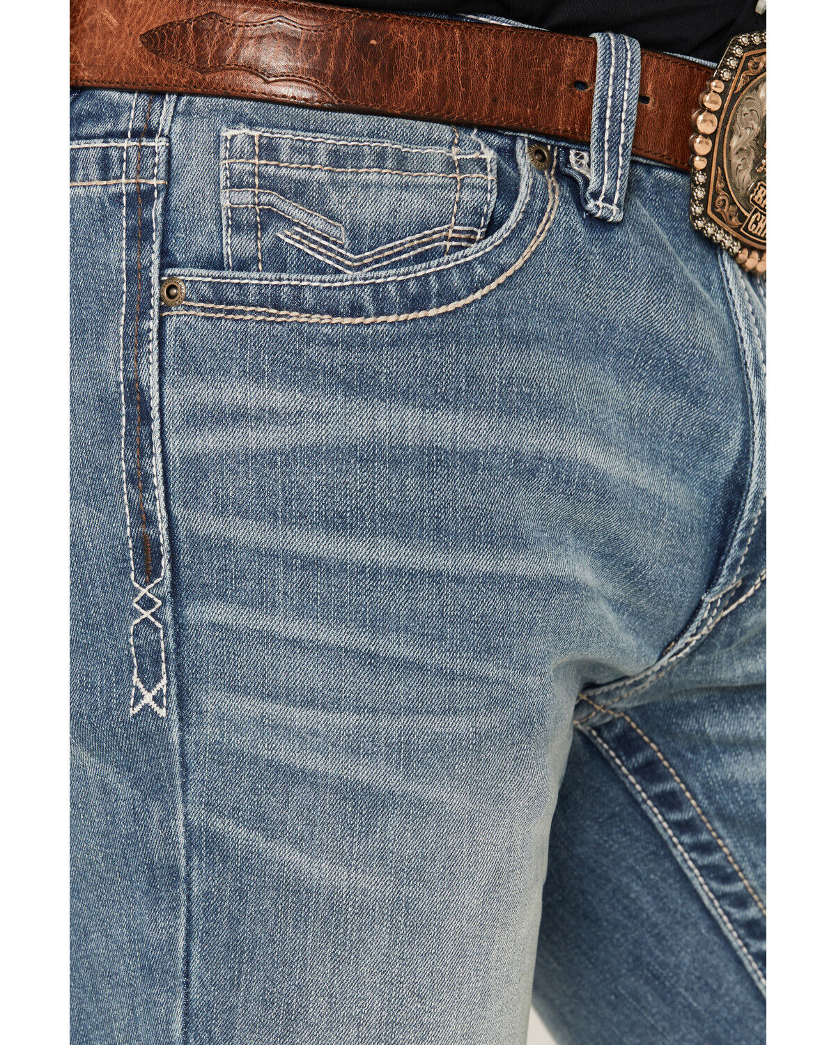 Image #2 - Cody James Men's Kansas Light Wash Wyatt Slim Bootcut Stretch Denim Jeans, Light Wash, hi-res