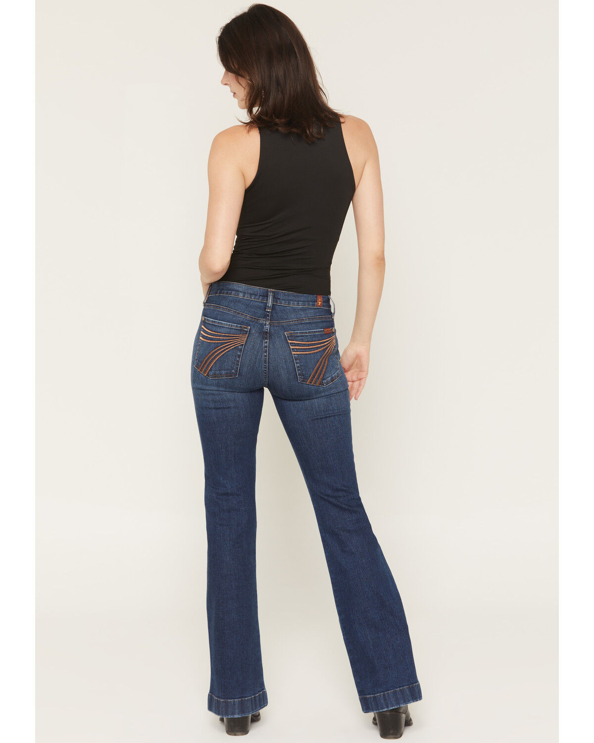 Image #1 - 7 For All Mankind Women's Dojo 36" Slim Trouser Stretch Denim Jeans, Dark Wash, hi-res