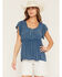 Image #1 - Shyanne Women's Embroidered Short Flutter Sleeve Shirt, Deep Blue, hi-res