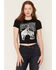 Image #1 - Alpha Collective Women's Cheyenne Rodeo Short Sleeve Baby Tee, Black, hi-res