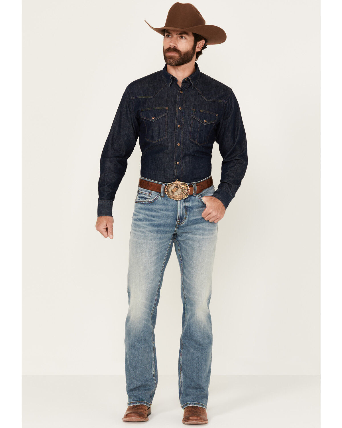 RANK 45&reg; Men's Bodie Wash Trigger Slim Bootcut Performance Stretch Denim Jeans, Light Wash, hi-res