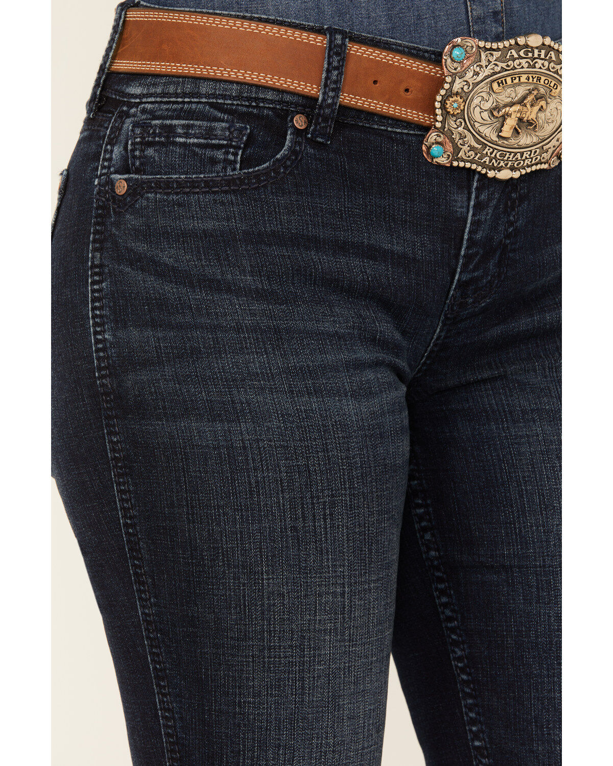 Image #2 - Shyanne Women's Shay Mid Rise Bootcut Performance Stretch Denim Jeans, Dark Wash, hi-res