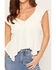 Image #3 - Wild Moss Women's Solid Hanky Hem Short Sleeve Top, Ivory, hi-res