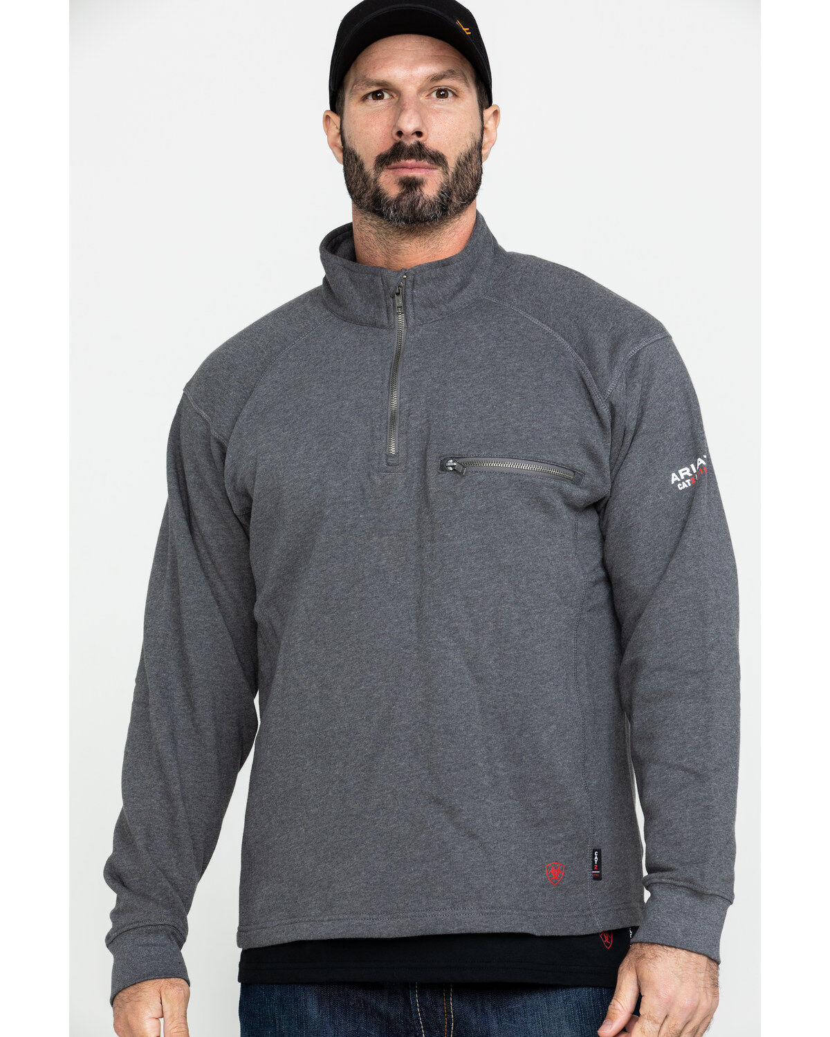 Image #1 - Ariat Men's FR Rev 1/4 Zip Work Pullover - Big, Charcoal, hi-res