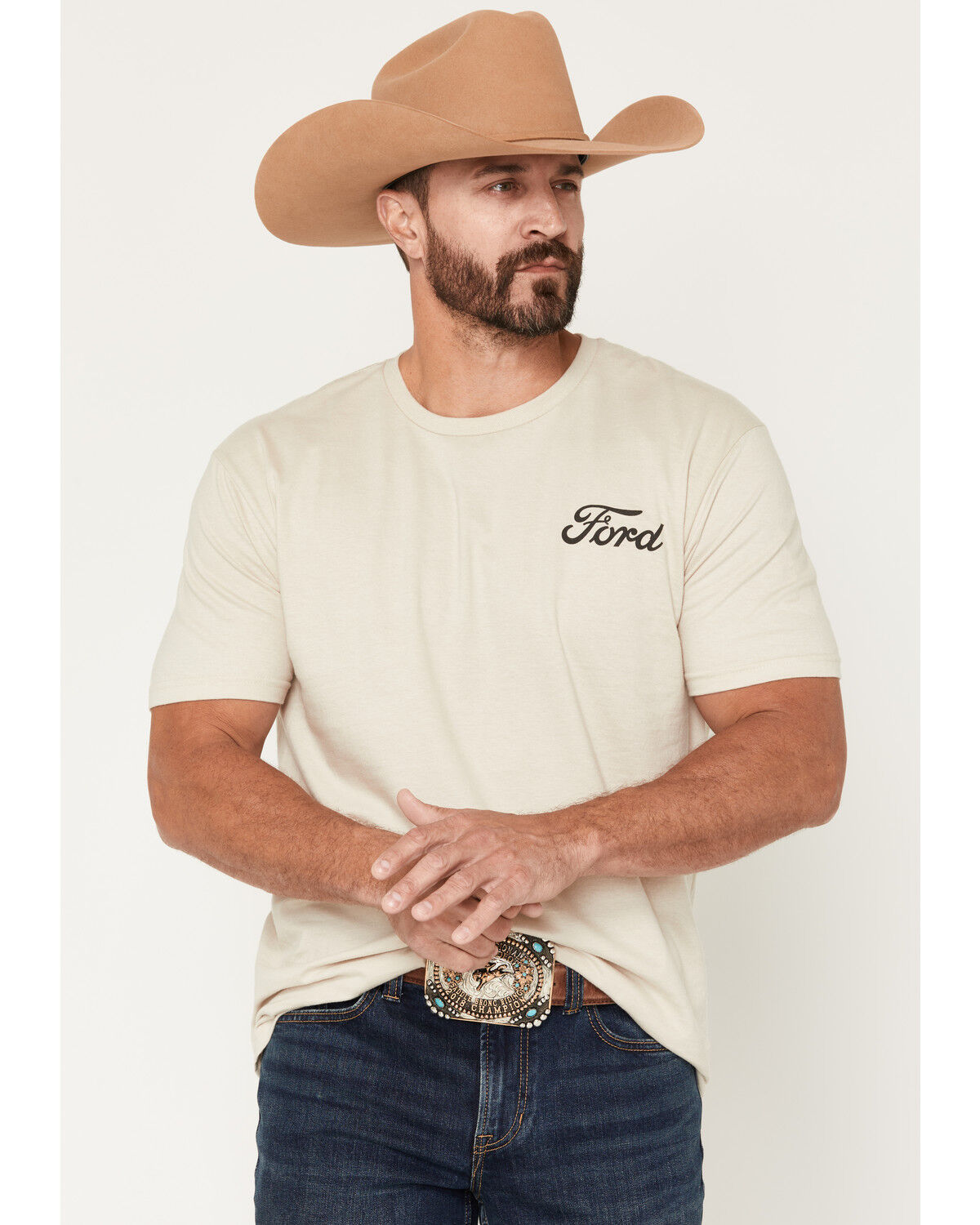 Image #4 - Buckwear Men's Boot Barn Exclusive Ford Desert Truck Short Sleeve Graphic T-Shirt, Sand, hi-res