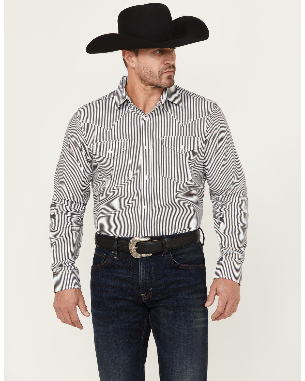 Cody James Black 1978&reg; Men's Condor Striped Print Long Sleeve Button-Down Western Shirt, Black, hi-res