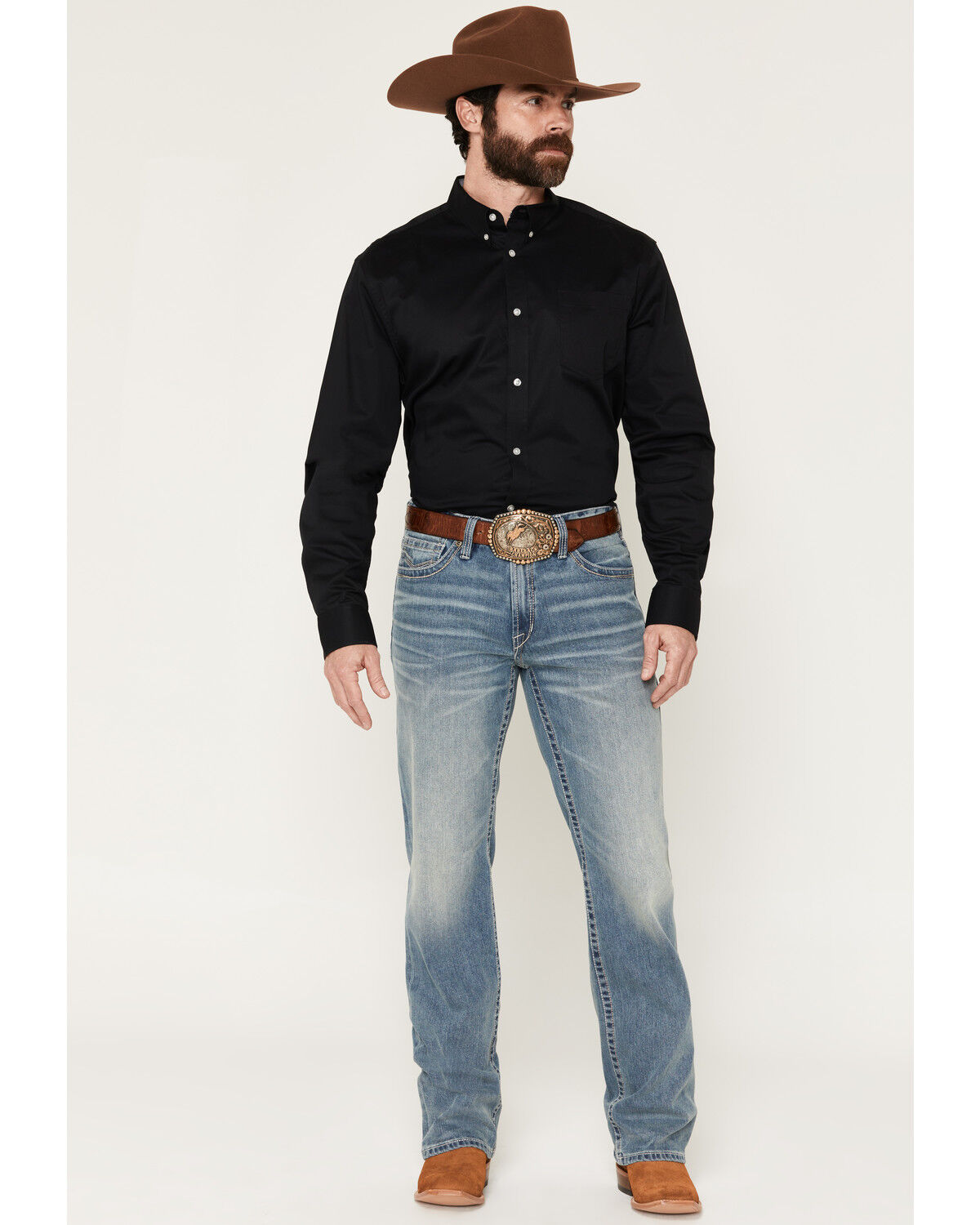 Cody James Men's Kansas Light Wash Wyatt Slim Bootcut Stretch Denim Jeans, Light Wash, hi-res