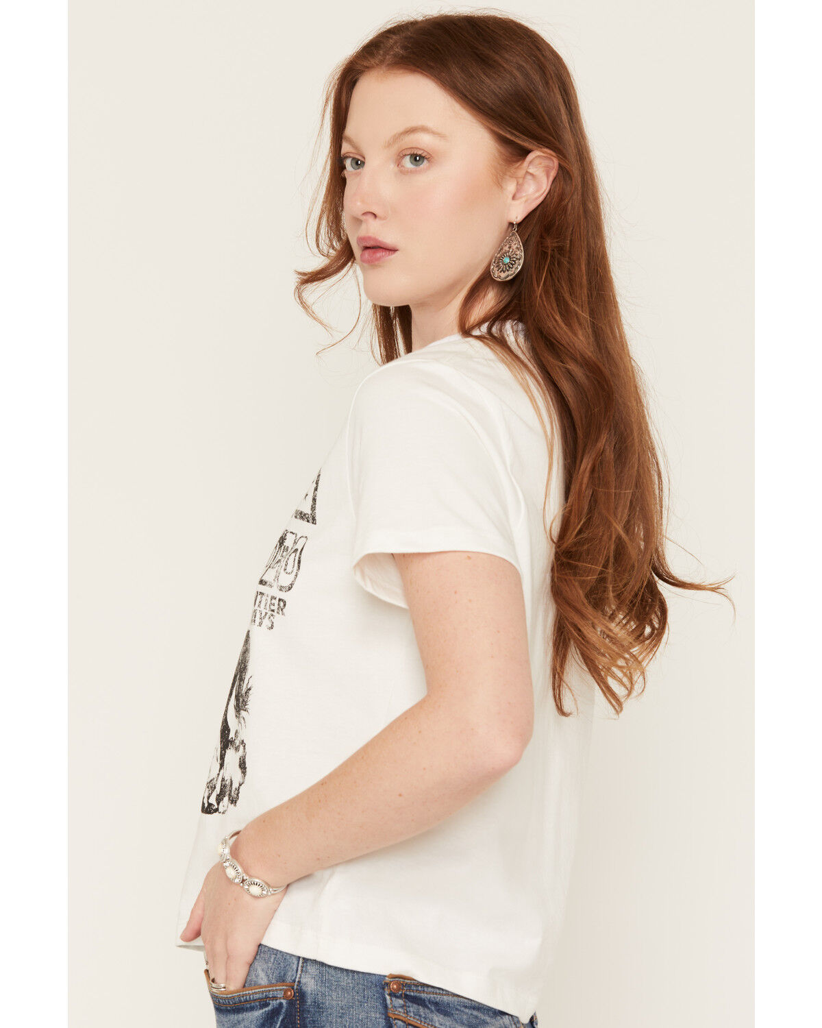 Image #2 - Alpha Collective Women's Cheyenne Rodeo Short Sleeve Graphic Tee, White, hi-res