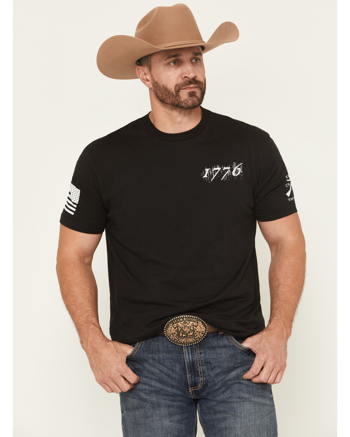 Grunt Style Men's Flag Short Sleeve Graphic T-Shirt, Black, hi-res