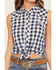Image #3 - Shyanne Women's Dunes Gingham Sleeveless Snap Tie-Front Western Shirt, Navy, hi-res