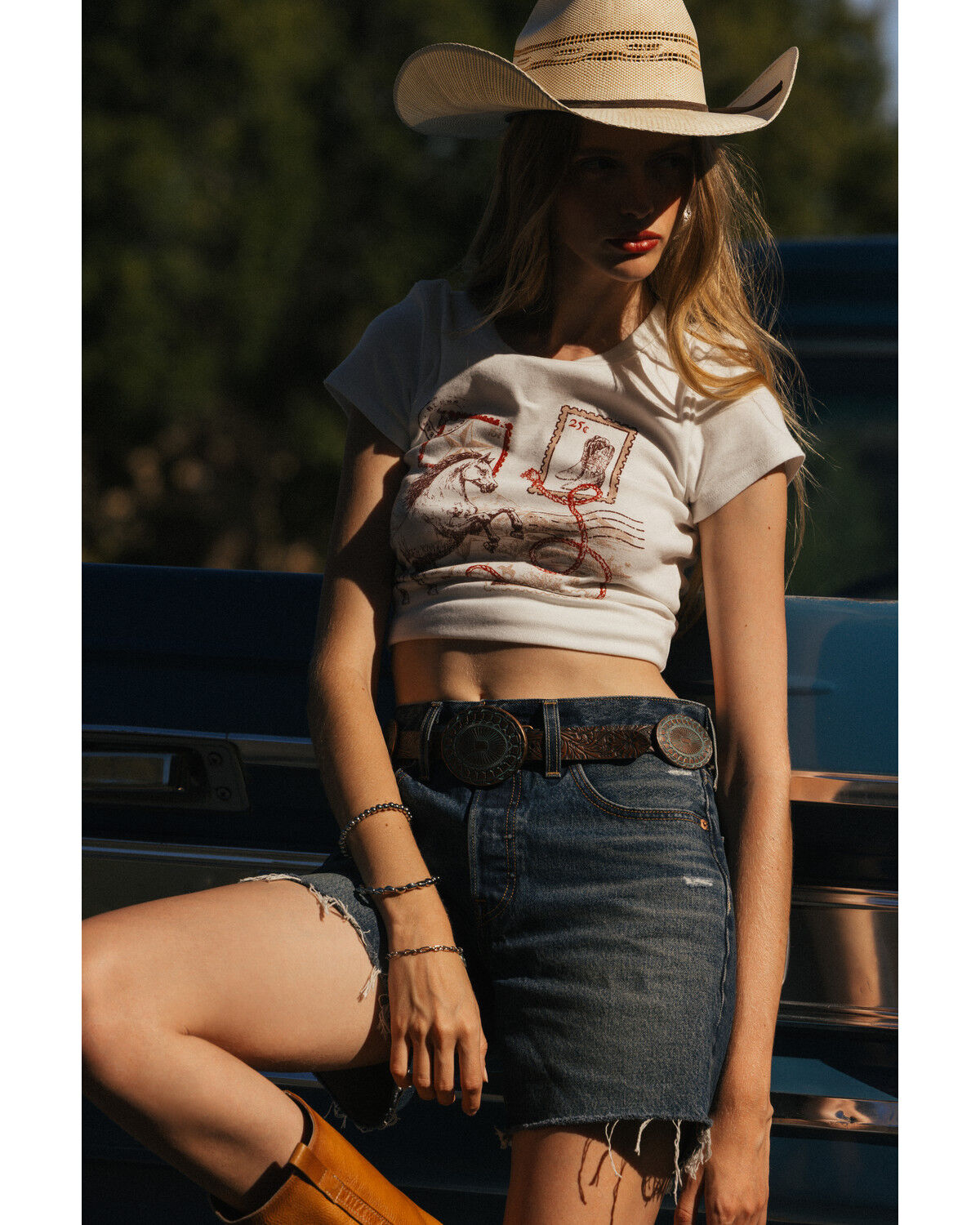 Image #1 - Cleo + Wolf Women's Horse Stamp Short Sleeve Graphic Tee, Ivory, hi-res