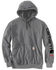 Image #2 - Carhartt Men's FR Solid Force Midweight Signature Logo Hooded Work Sweatshirt, Grey, hi-res