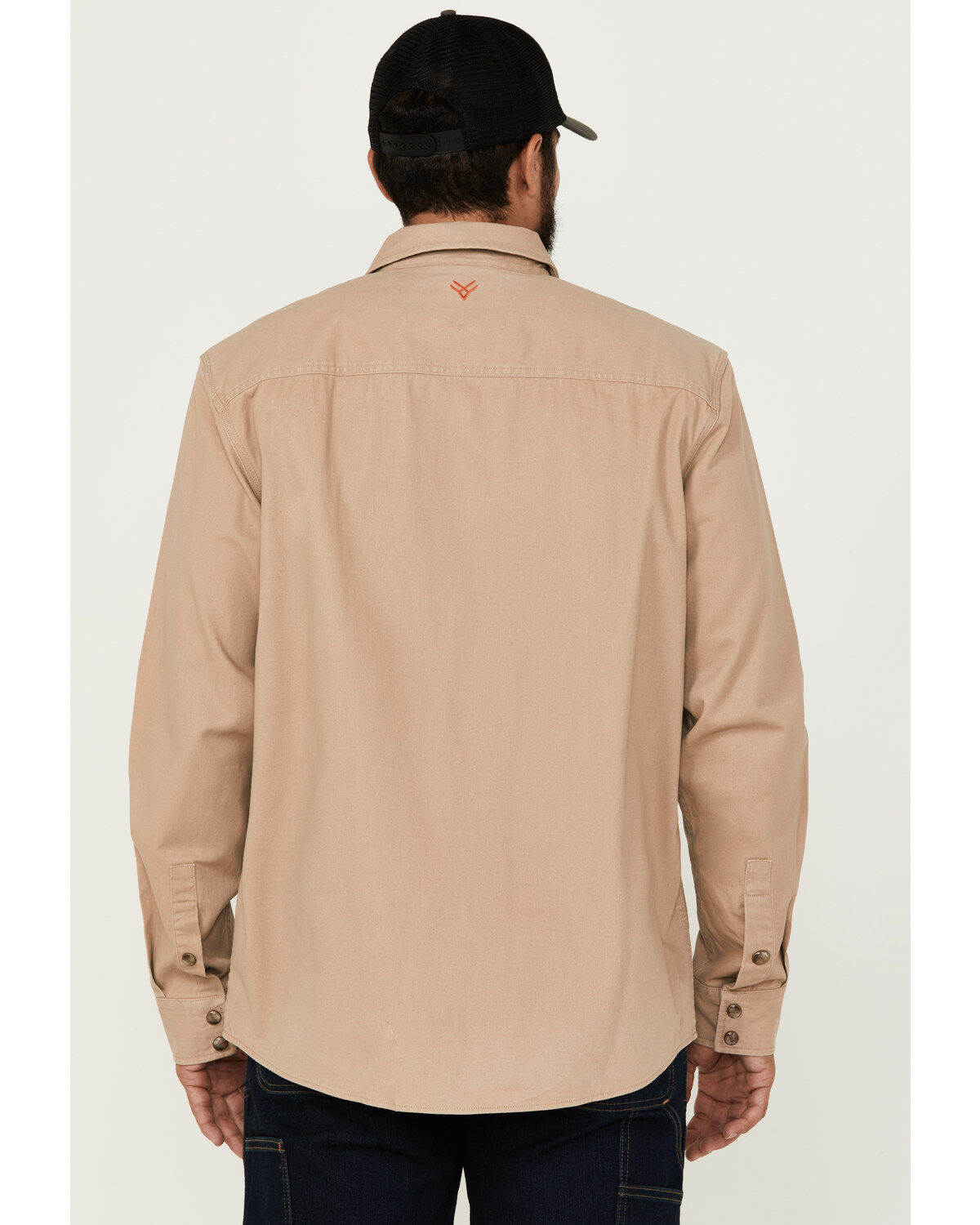 Image #4 - Hawx Men's All Out Woven Solid Long Sleeve Snap Work Shirt - Big, Khaki, hi-res
