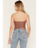 Image #5 - Cleo + Wolf Women's Solid Tie-Front Strapless Shirt, Brown, hi-res