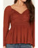 Image #3 - Shyanne Women's Crochet Lace Long Sleeve Shirt, Brick Red, hi-res