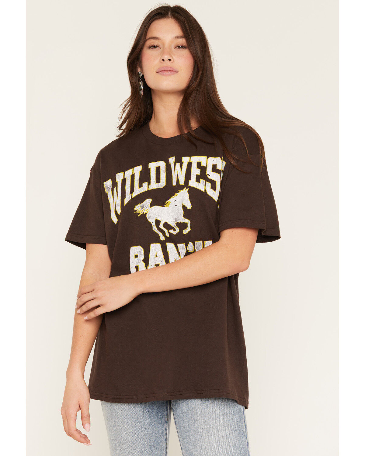 Image #1 - Day Women's Wild West Ranch Short Sleeve Graphic Tee, Brown, hi-res