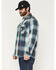 Image #2 - Carhartt Men's FR Montana Plaid Print Relaxed Fit Midweight Twill Long Sleeve Snap Work Shirt, Navy, hi-res