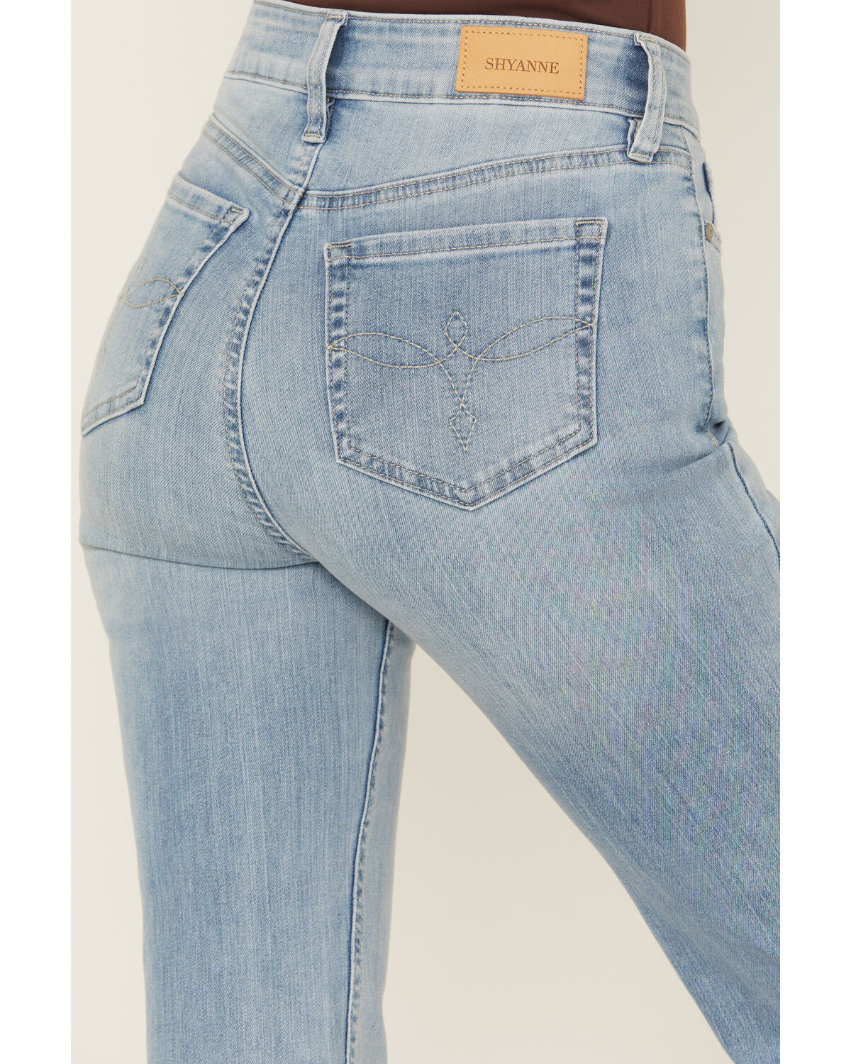 Image #4 - Shyanne Women's Joni High Rise Trouser Super Stretch Denim Jeans, Light Wash, hi-res
