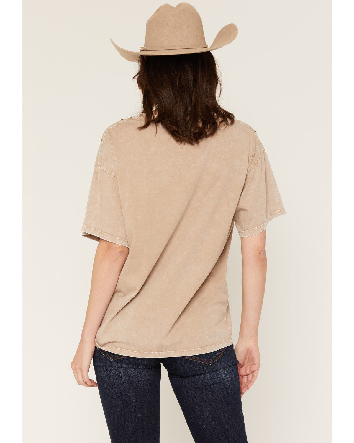 Image #4 - Rock & Roll Denim Women's Cowboys and Whiskey Short Sleeve Graphic Tee, Brown, hi-res