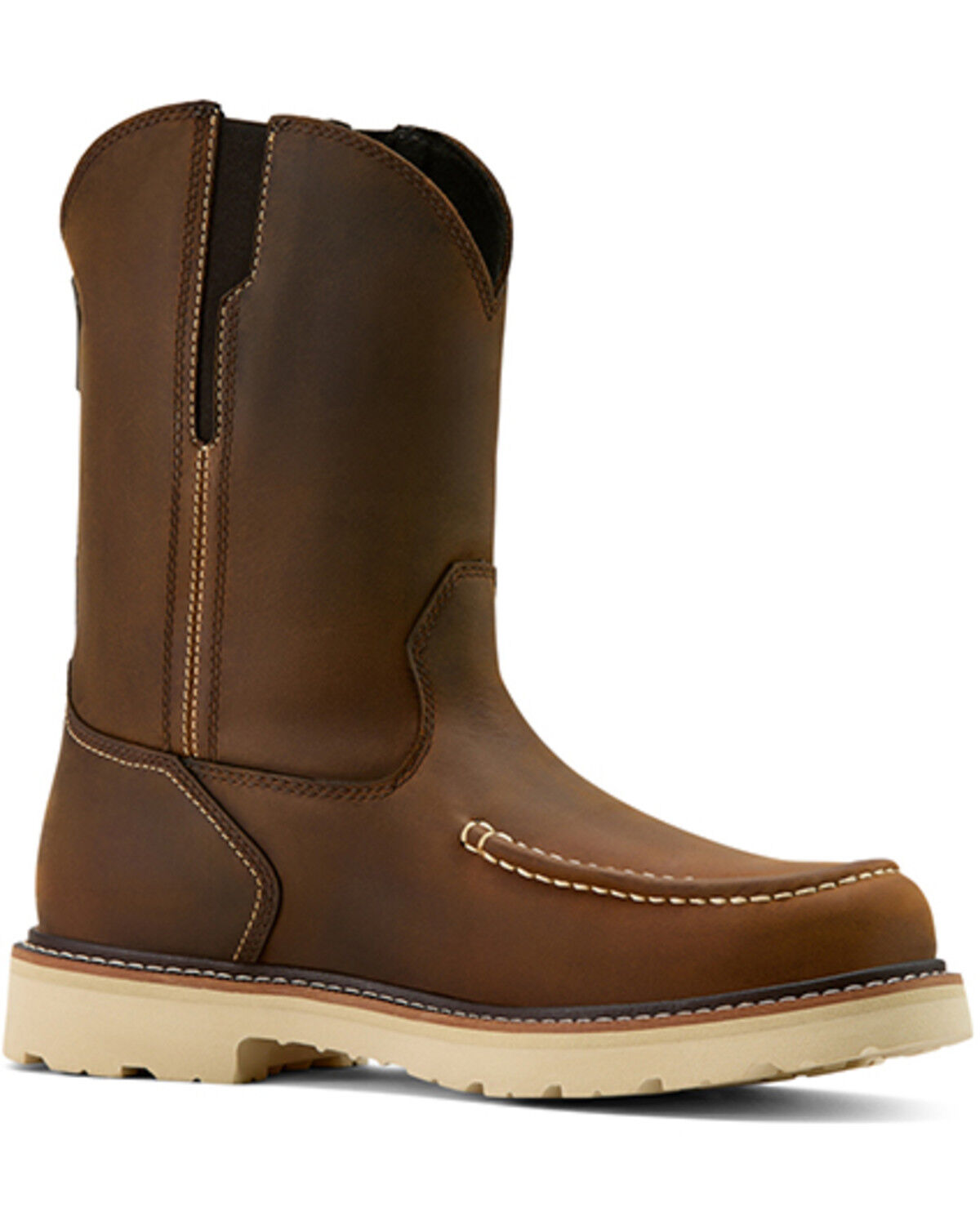 Ariat Men's Rebar Lift Pull-On Moc Work Boots - Soft Toe, Brown, hi-res