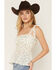 Image #2 - Ash & Violet Women's Floral Print Sleeveless Bow Strap Top, Ivory, hi-res