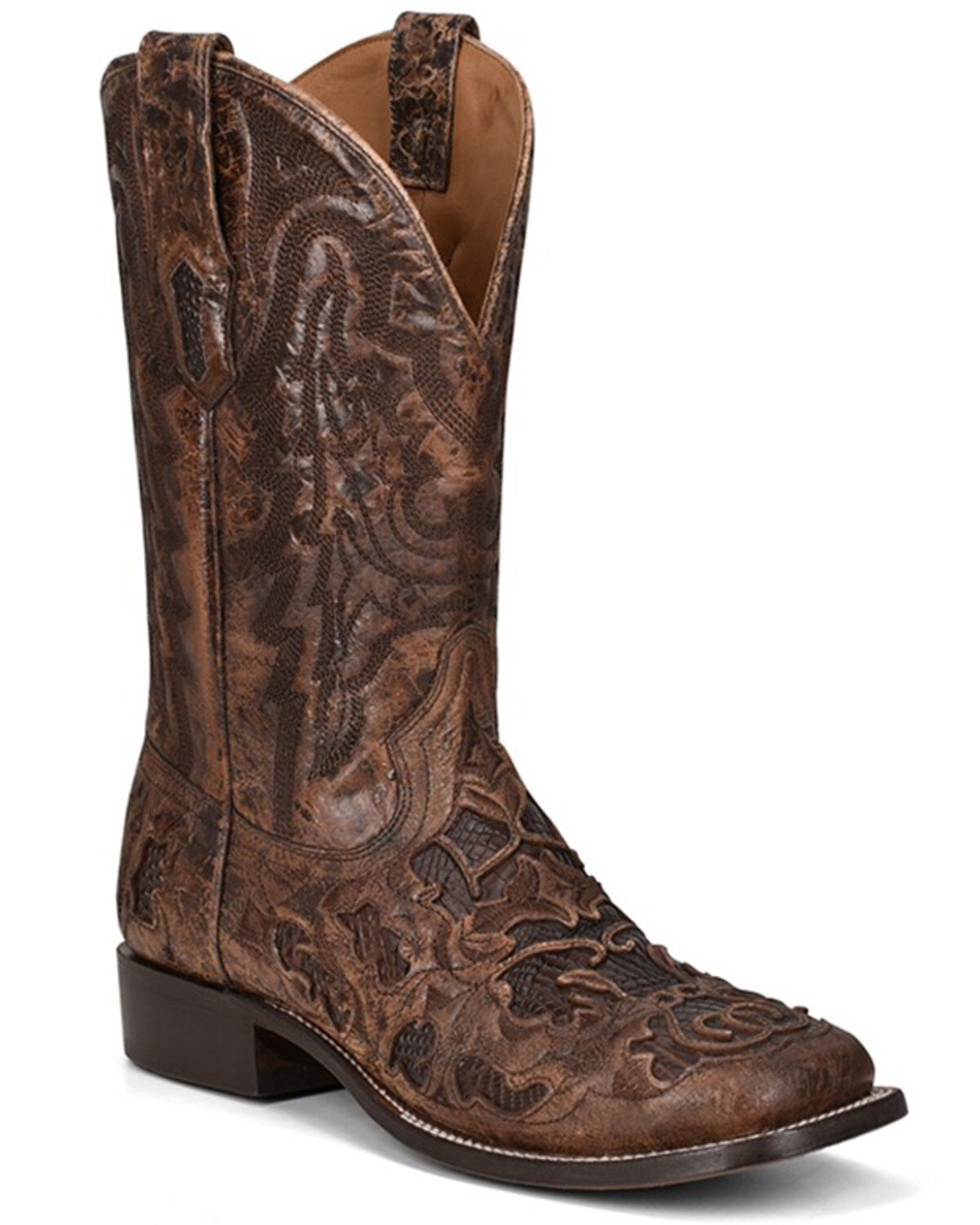 Corral Men's Exotic Alligator Inlay Western Boots - Broad Square Toe, Brown, hi-res