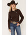 Image #1 - Cinch Women's Solid Long Sleeve Button-Down Western Shirt, Brown, hi-res