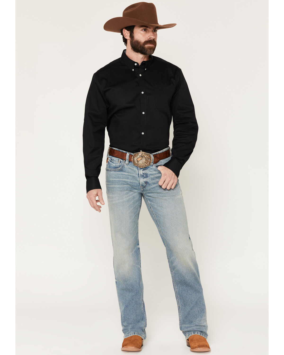 Image #1 - Moonshine Spirit&reg; Men's Maverick Medium Wash Slim Bootcut Stretch Denim Jeans, Medium Wash, hi-res