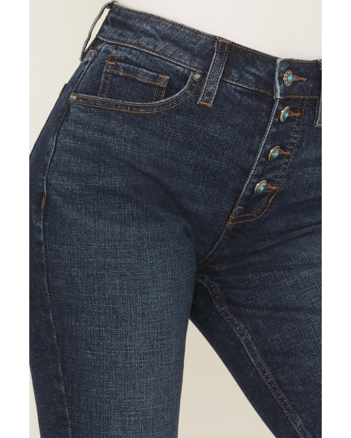 Image #2 - Shyanne Women's Luna High Rise Flare Stretch Denim Jeans, Dark Wash, hi-res
