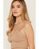 Image #2 - By Together Women's Solid Lace Trim Sleeveless Tank Top, Tan, hi-res
