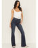 Image #1 - Shyanne Women's Luna High Rise Flare Stretch Denim Jeans, Dark Wash, hi-res
