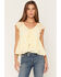 Image #1 - Ash & Violet Women's Short Sleeve Tie-Front Tiered Blouse, Yellow, hi-res