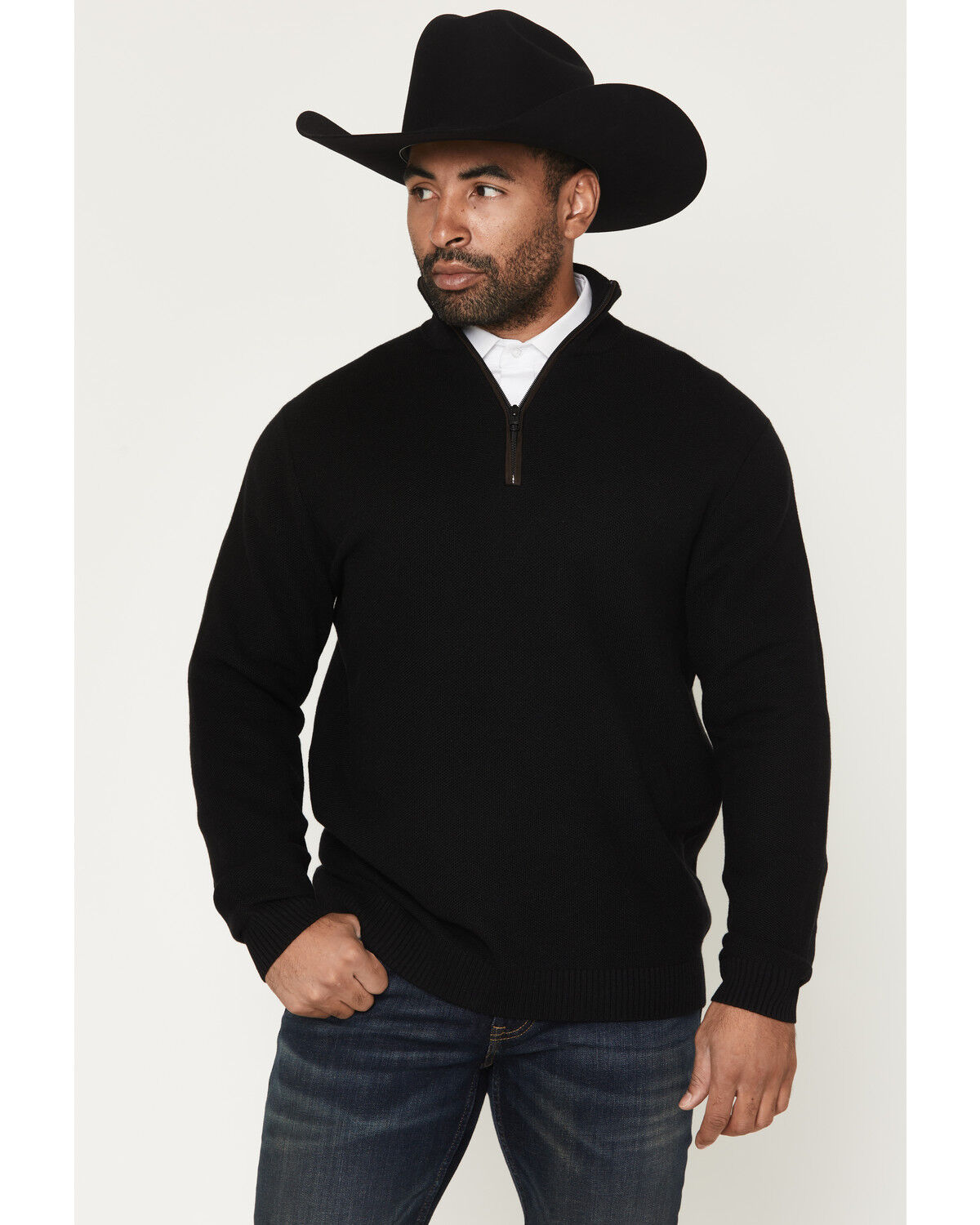 Cody James Black 1978&reg; Men's Parker Solid 1/4 Zip Pullover Sweater, Black, hi-res