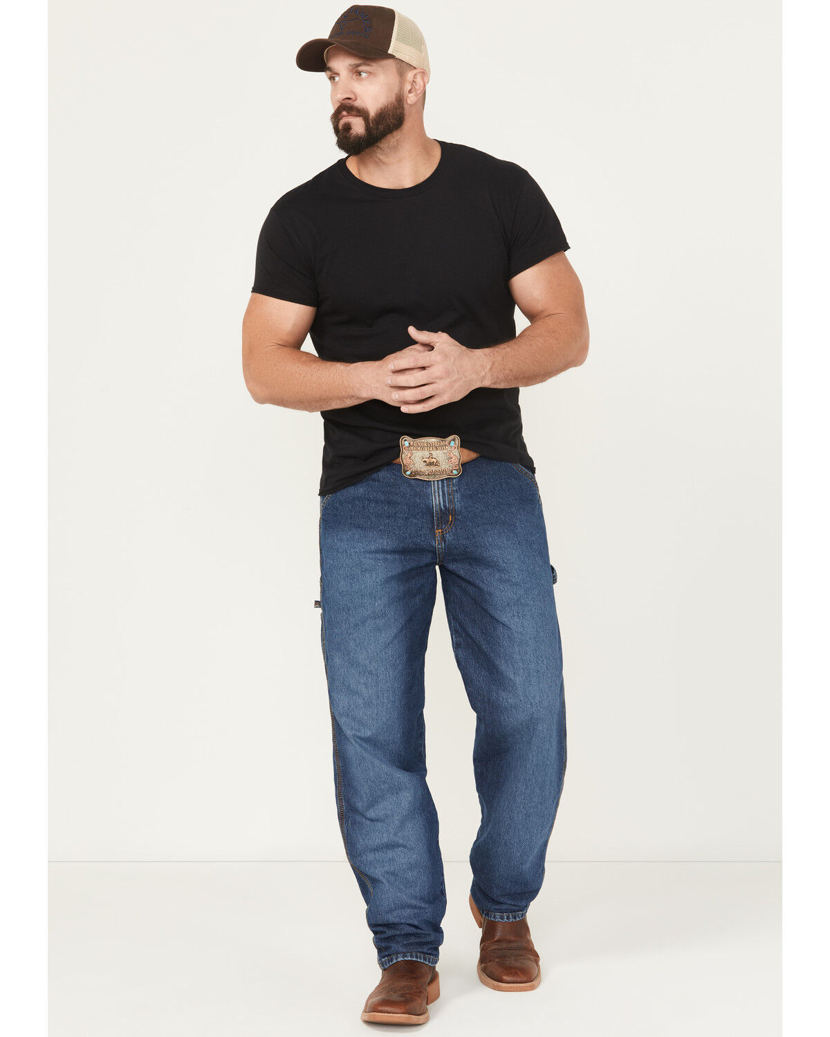 Cinch Men's Blue Label Carpenter Tapered Loose Fit Denim Jeans, Blue, hi-res
