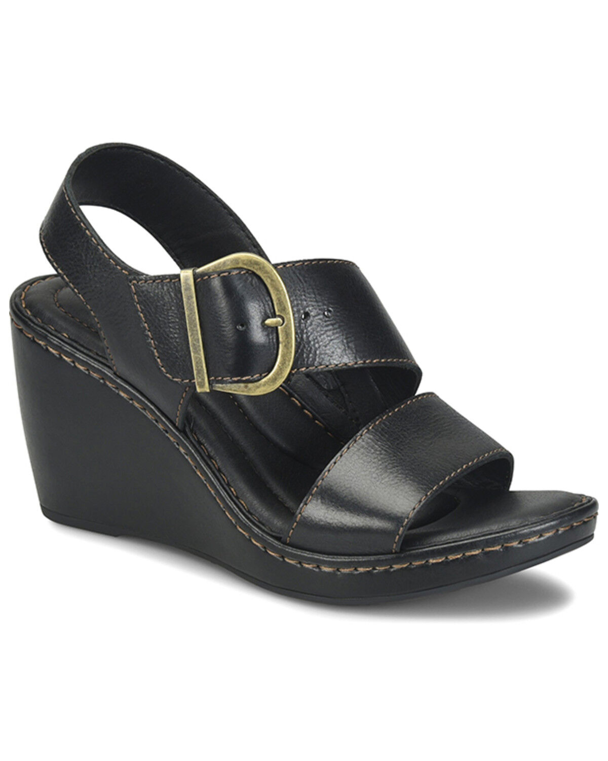 Image #1 - Born Women's Sapphire Wedge Sandals, Black, hi-res