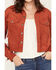 Image #3 - Shyanne Women's Sierra Faux Suede Trucker Jacket, Brick Red, hi-res