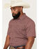 Image #2 - Gibson Trading Co Men's Gypsy Den Medallion Print Short Sleeve Snap Western Shirt, Burgundy, hi-res