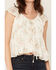 Image #3 - Ash & Violet Women's Floral Print Tie-Front Tiered Blouse, Ivory, hi-res