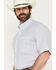Image #2 - George Strait by Wrangler Men's Geo Print Short Sleeve Button-Down Stretch Western Shirt, Blue, hi-res