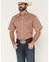 Image #1 - Cinch Men's Boot Barn Exclusive Micro Floral Geo Print Short Sleeve Button-Down Stretch Western Shirt, Brown, hi-res