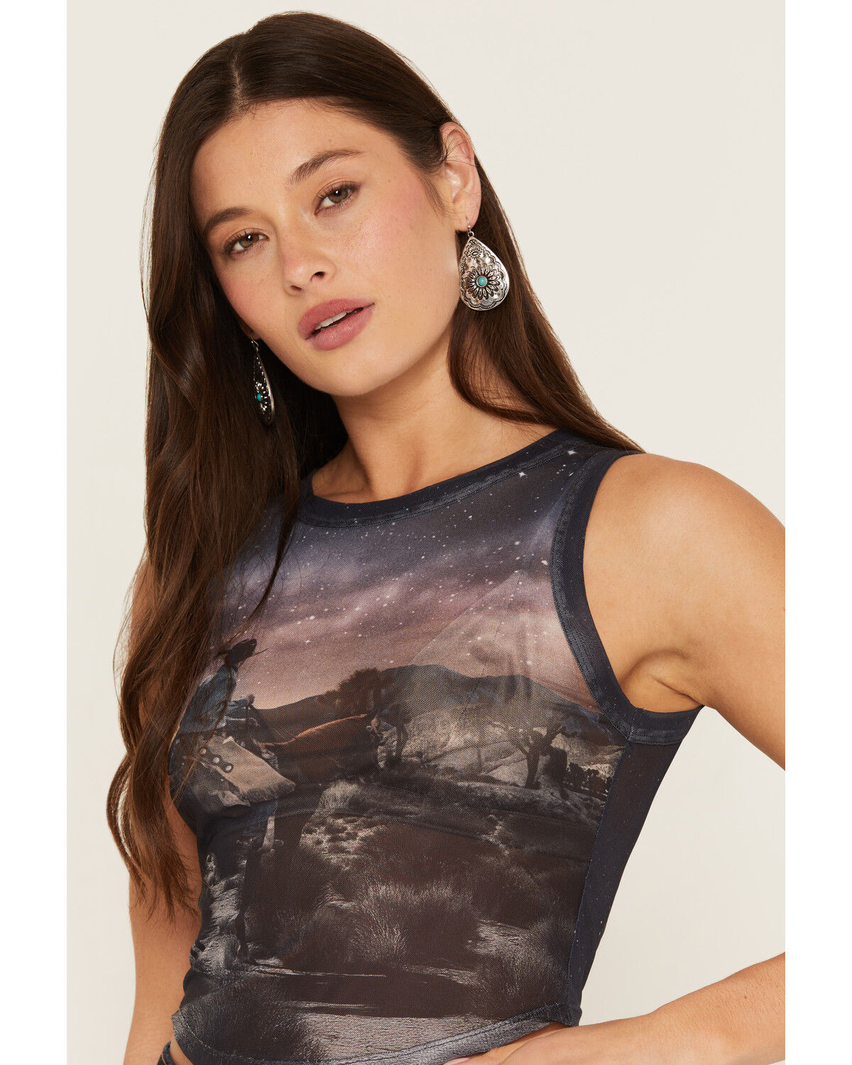 Image #2 - Youth In Revolt Women's Midnight Mesh Tank Top, Black, hi-res