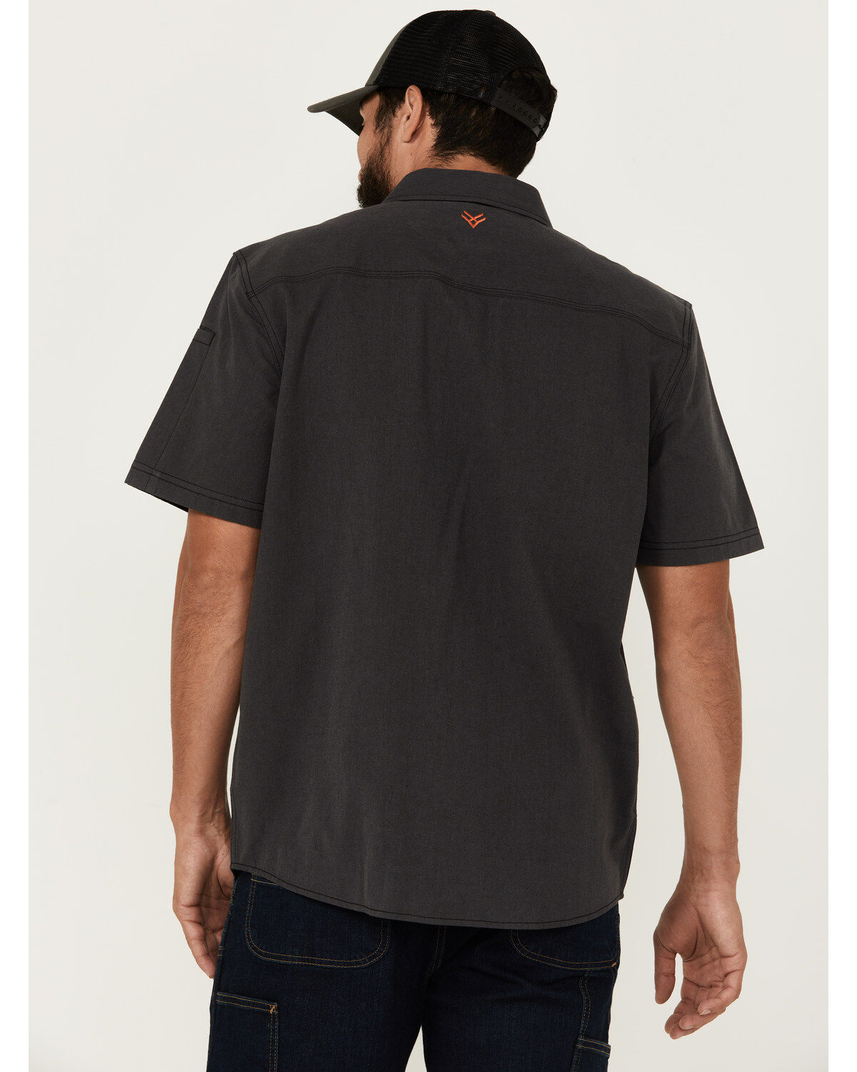 Image #4 - Hawx Men's Solid Short Sleeve Button-Down Work Shirt, Charcoal, hi-res