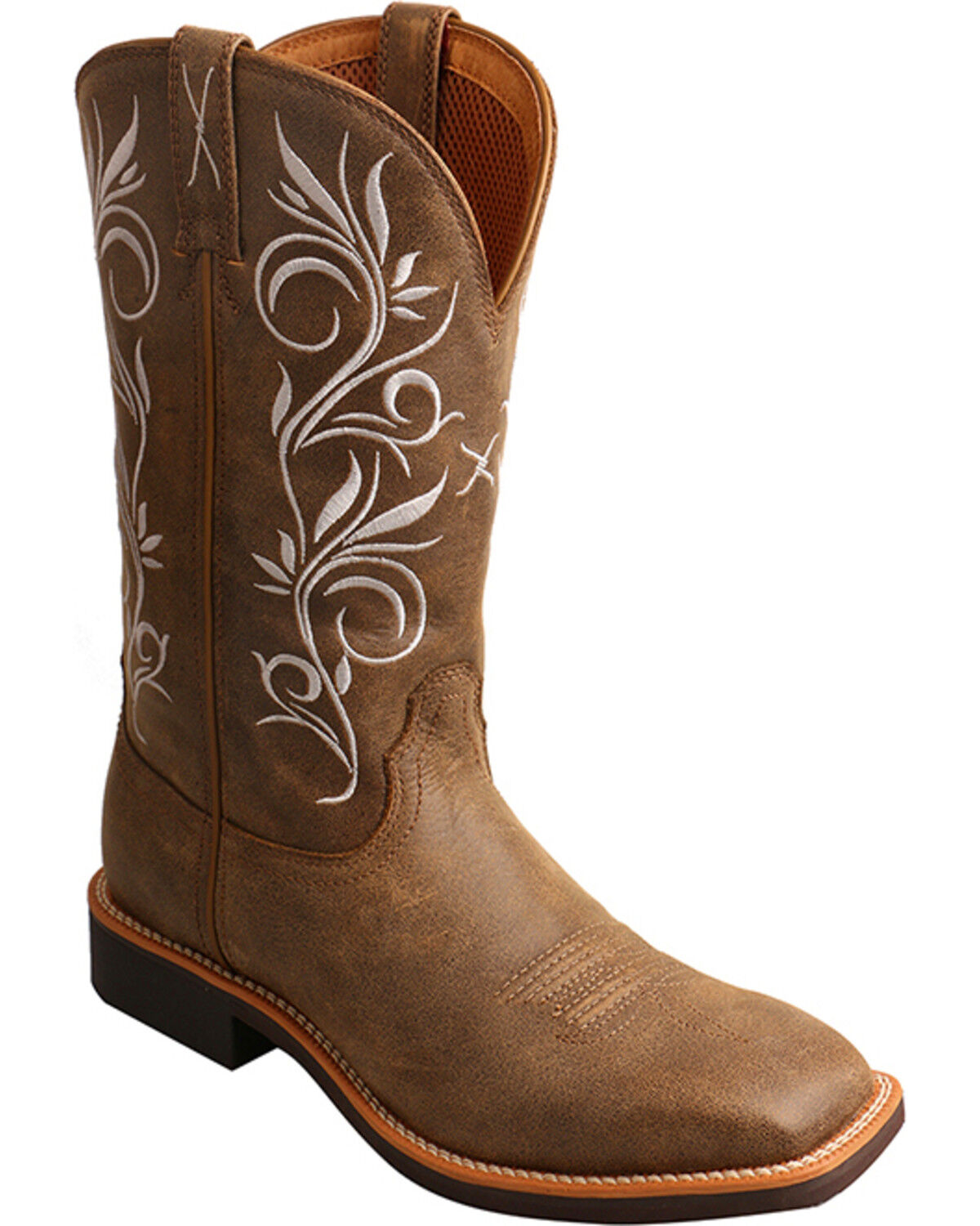 Twisted X Women's Top Hand Performance Boots - Broad Square Toe, Brown, hi-res