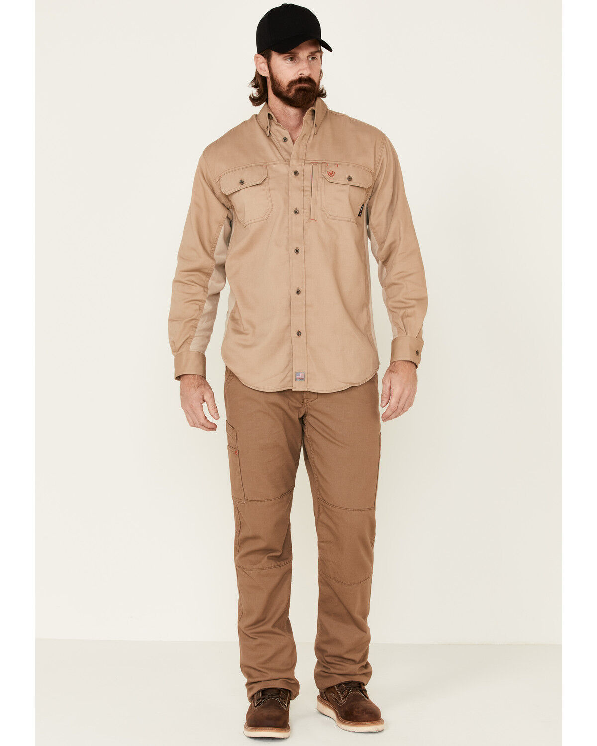 Image #2 - Ariat Men's FR Solid VentTEK Long Sleeve Work Shirt - Big, Beige, hi-res