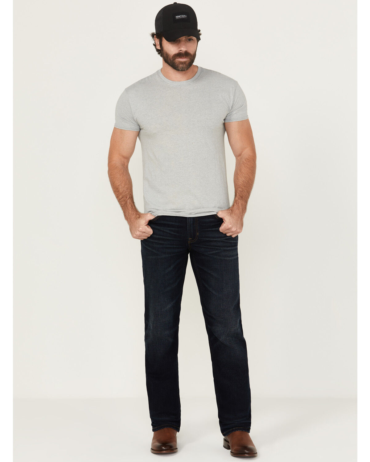 Brothers and Sons Men's Cochise Wash Tucker Slim Straight Stretch Denim Jeans, Dark Wash, hi-res